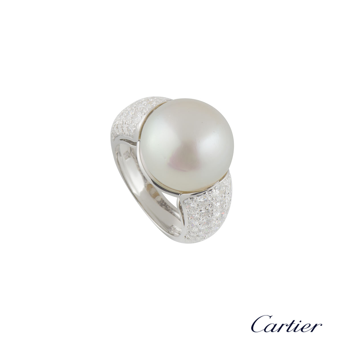 cartier pearl and diamond ring